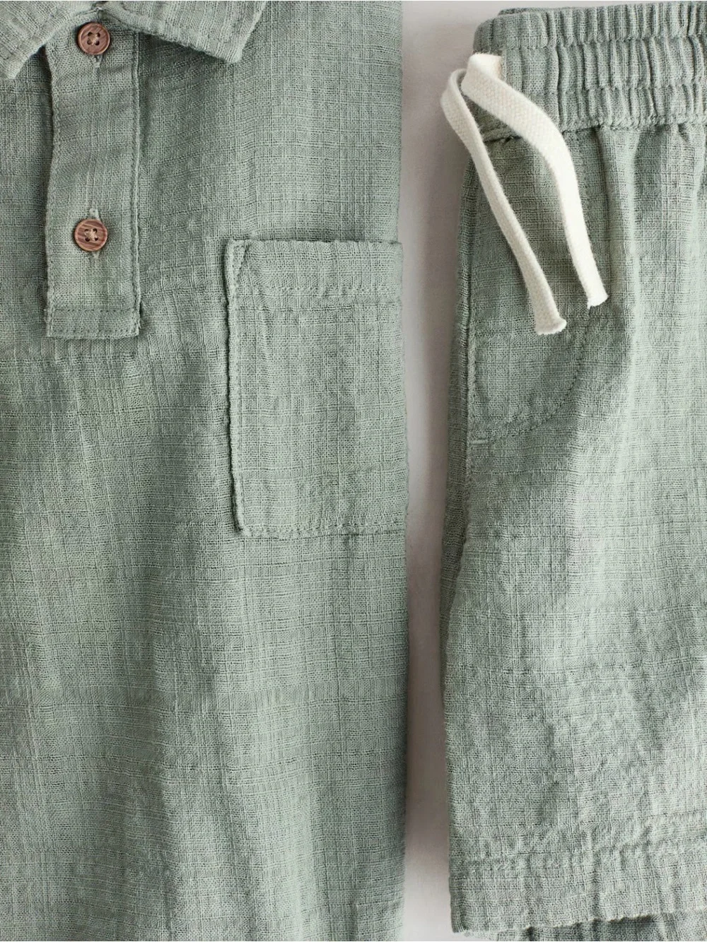 2 Piece Textured Cotton Blend Set